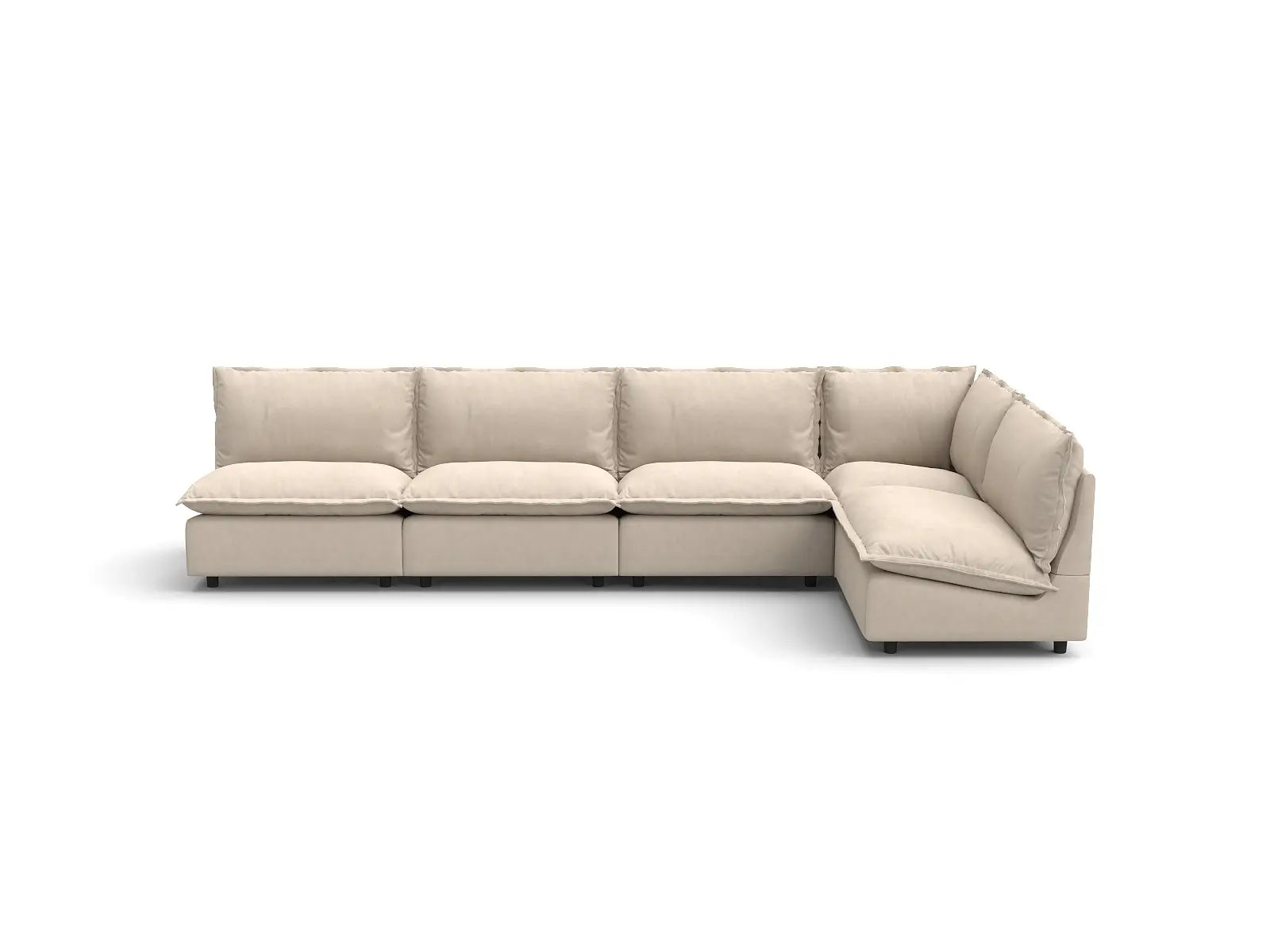 Modular Cero L Shaped Modular Sectional Sofa | 5-Piece Beige Linen Large Space L-Shaped Sectionals 5-Seater