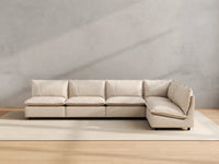 Modular Cero Modular Sectionals | 5-Piece Beige Linen Large Space L-Shaped Sectionals 5-Seater