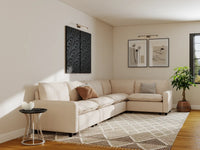 Modular Cero Modular Sectionals | 5-Piece Beige Linen Large Space L-Shaped Sectionals 5-Seater