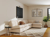Modular Cero Modular Sectionals | 5-Piece Beige Linen Large Space L-Shaped Sectionals 5-Seater