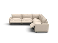 Modular Cero Reclining Sectionals | 5-Piece Beige Linen Large Space V-Shaped Sectionals 5-Seater