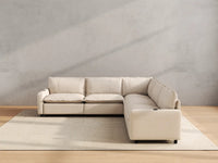 Modular Cero Reclining Sectionals | 5-Piece Beige Linen Large Space V-Shaped Sectionals 5-Seater
