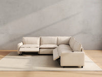 Modular Cero Reclining Sectionals | 5-Piece Beige Linen Large Space V-Shaped Sectionals 5-Seater