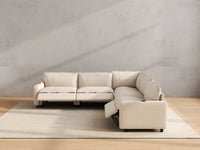 Modular Cero Reclining Sectionals | 5-Piece Beige Linen Large Space V-Shaped Sectionals 5-Seater