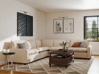 Modular Cero Modular Sectionals | 5-Piece Beige Linen Large Space V-Shaped Sectionals 5-Seater
