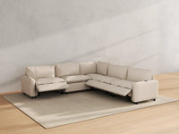 Modular Cero Reclining Sectionals | 5-Piece Beige Linen Large Space V-Shaped Sectionals 5-Seater