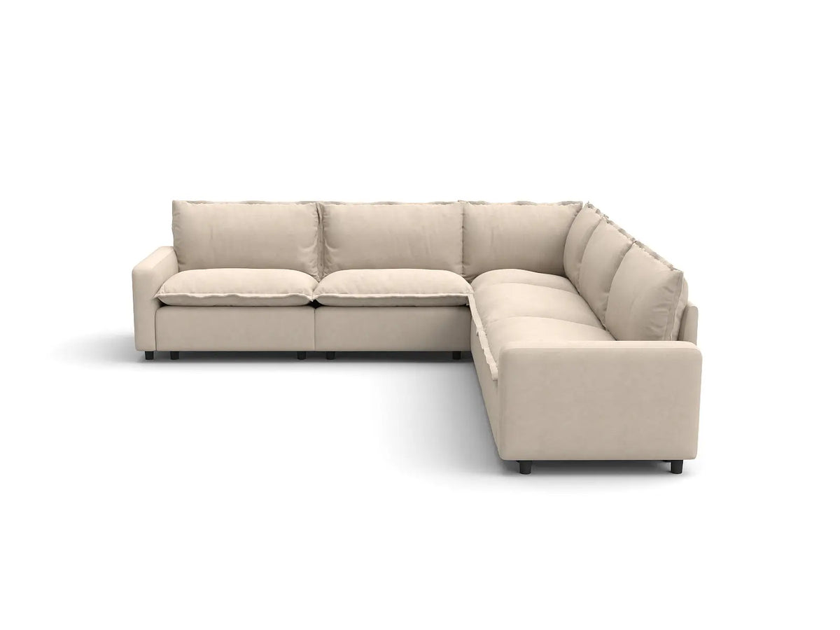 Modular Cero Modular Sectionals | 5-Piece Beige Linen Large Space V-Shaped Sectionals 5-Seater