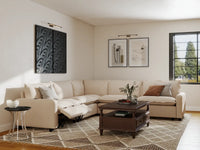 Modular Cero Reclining Sectional | 5-Piece Beige Linen Large Space V-Shaped Sectionals 5-Seater
