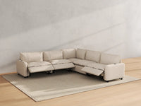 Modular Cero Reclining Sectionals | 5-Piece Beige Linen Large Space V-Shaped Sectionals 5-Seater