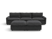 Modular Cero Reclining Sectionals | 5-Piece Grey Linen Grand Estate U-Shaped Sectionals 3-Seater with 2-Ottomans