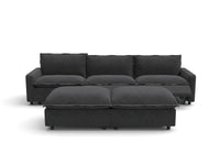 Modular Cero Reclining Sectionals | 5-Piece Grey Linen Grand Estate U-Shaped Sectionals 3-Seater with 2-Ottomans