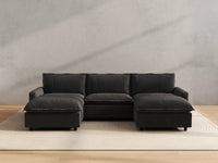 Modular Cero Modular Sectionals | 5-Piece Grey Linen Grand Estate U-Shaped Sectionals 3-Seater with 2-Ottomans