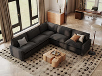 Modular Cero Modular Sectional | 5-Piece Grey Linen Grand Estate V-Shaped Sectionals 5-Seater