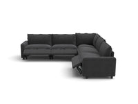 Modular Cero Reclining Sectionals | 5-Piece Grey Linen Grand Estate V-Shaped Sectionals 5-Seater
