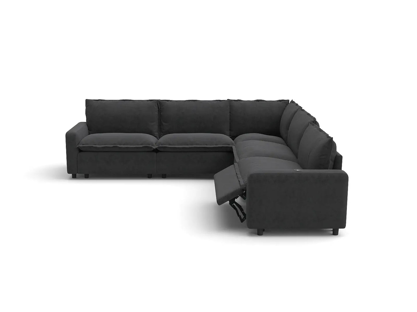 Modular Cero Reclining Sectionals | 5-Piece Grey Linen Grand Estate V-Shaped Sectionals 5-Seater