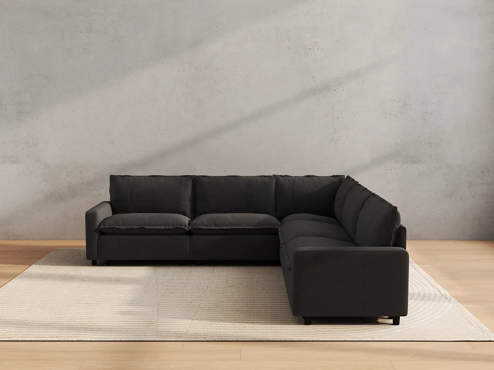 Modular Cero Modular Sectional | 5-Piece Grey Linen Grand Estate V-Shaped Sectionals 5-Seater
