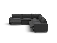 Modular Cero Reclining Sectionals | 5-Piece Grey Linen Grand Estate V-Shaped Sectionals 5-Seater