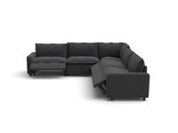 Modular Cero Reclining Sectionals | 5-Piece Grey Linen Grand Estate V-Shaped Sectionals 5-Seater