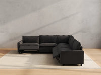 Modular Cero Reclining Sectionals | 5-Piece Grey Linen Grand Estate V-Shaped Sectionals 5-Seater