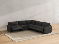 Modular Cero Reclining Sectionals | 5-Piece Grey Linen Grand Estate V-Shaped Sectionals 5-Seater