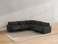 Modular Cero Reclining Sectionals | 5-Piece Grey Linen Grand Estate V-Shaped Sectionals 5-Seater