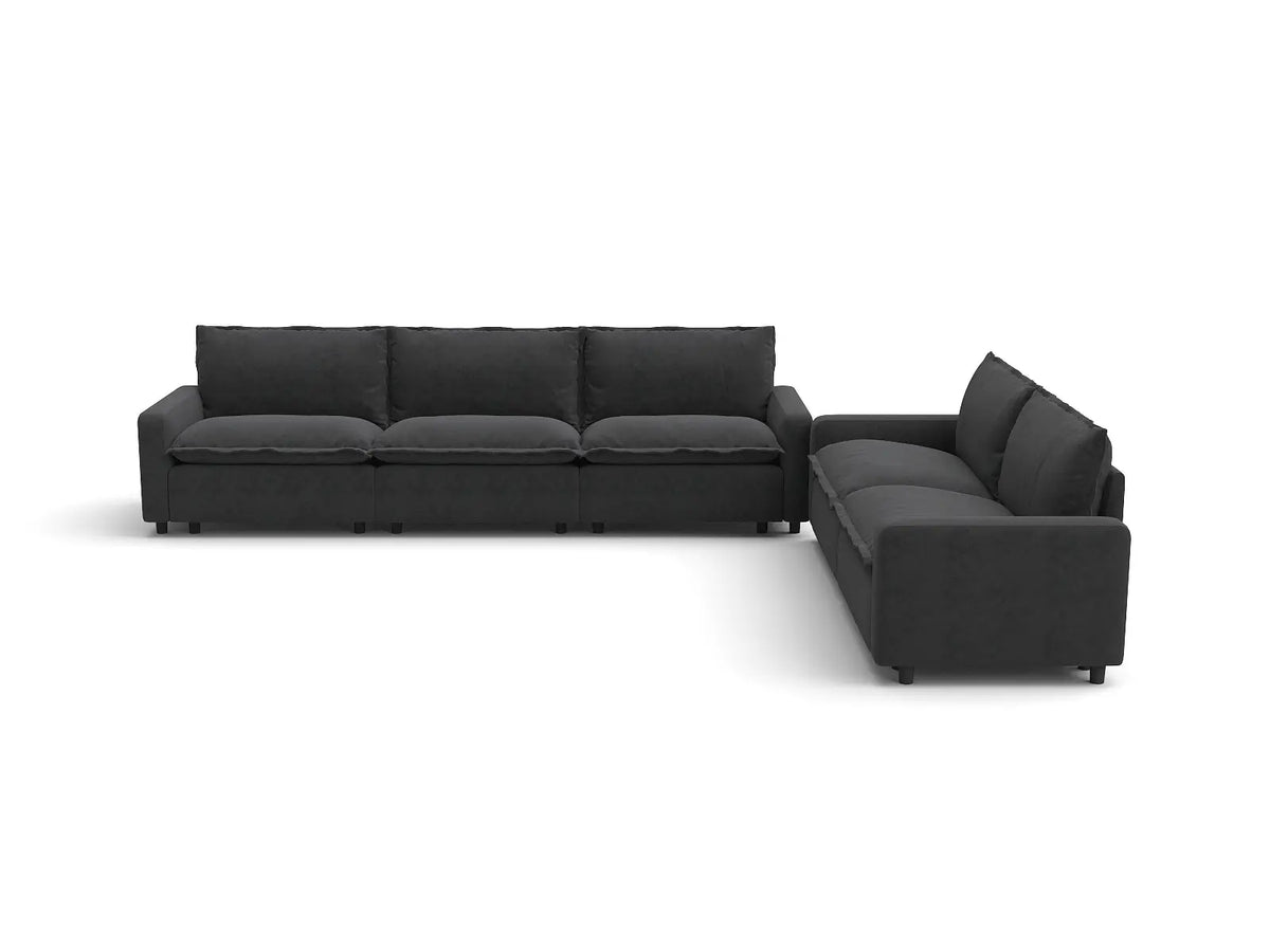 Modular Cero Modular Sectionals | 5-Piece Grey Linen Home Living Corner Sectionals 5-Seater
