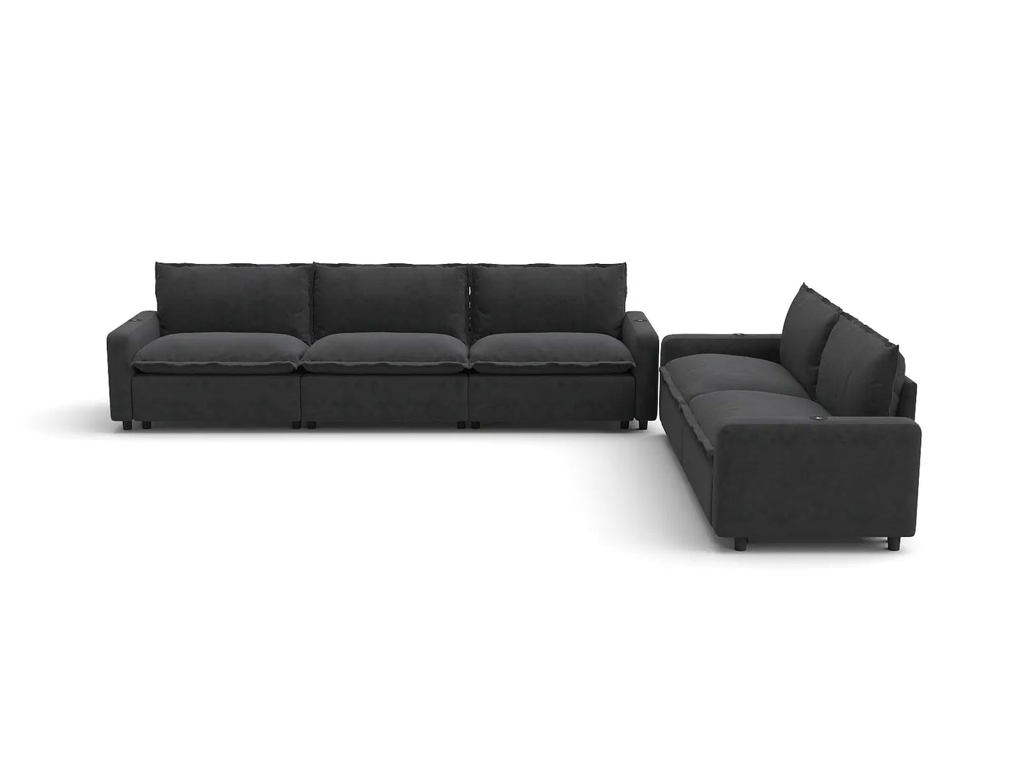 Modular Cero Reclining Sectionals | 5-Piece Grey Linen Home Living Corner Sectionals 5-Seater