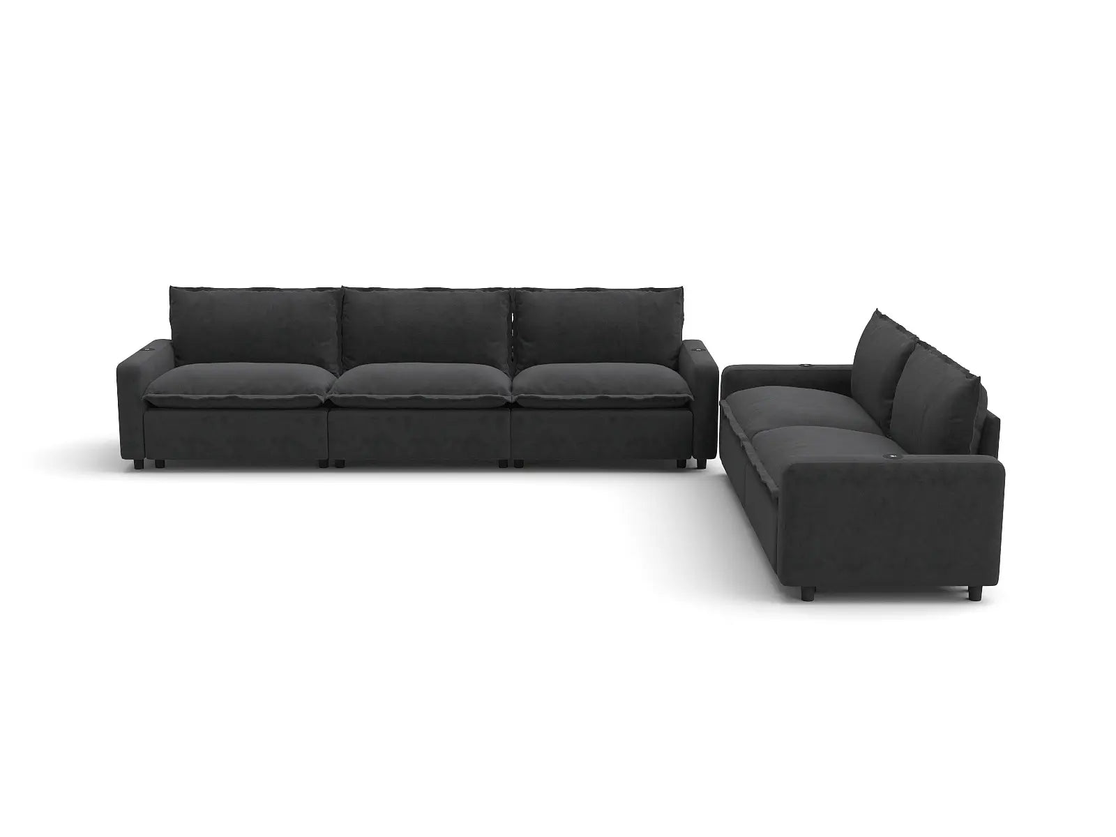 Modular Cero Corner Sectional with Recliner | 5-Piece Grey Linen Home Living Corner Sectionals 5-Seater