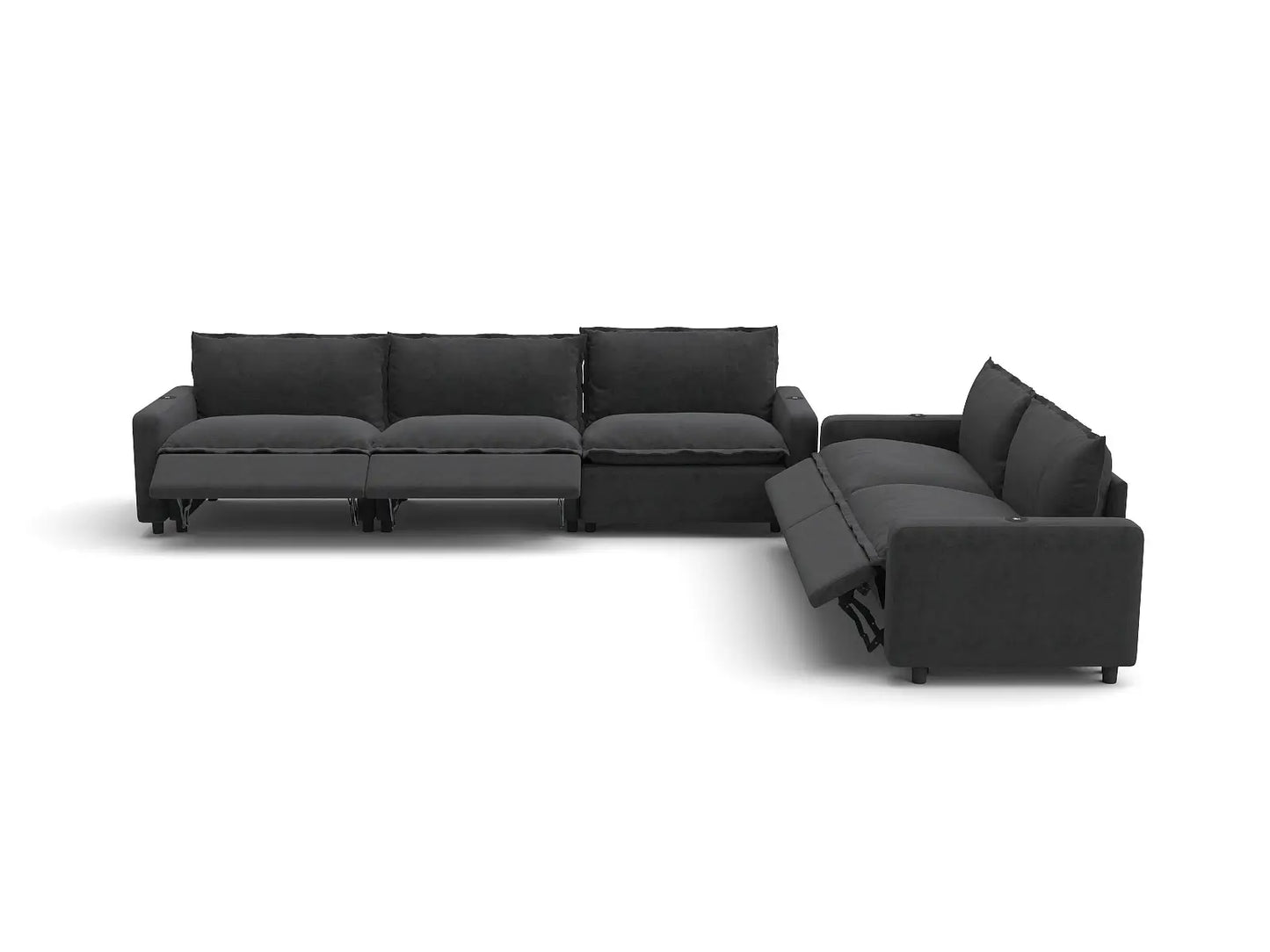 Modular Cero Reclining Sectionals | 5-Piece Grey Linen Home Living Corner Sectionals 5-Seater