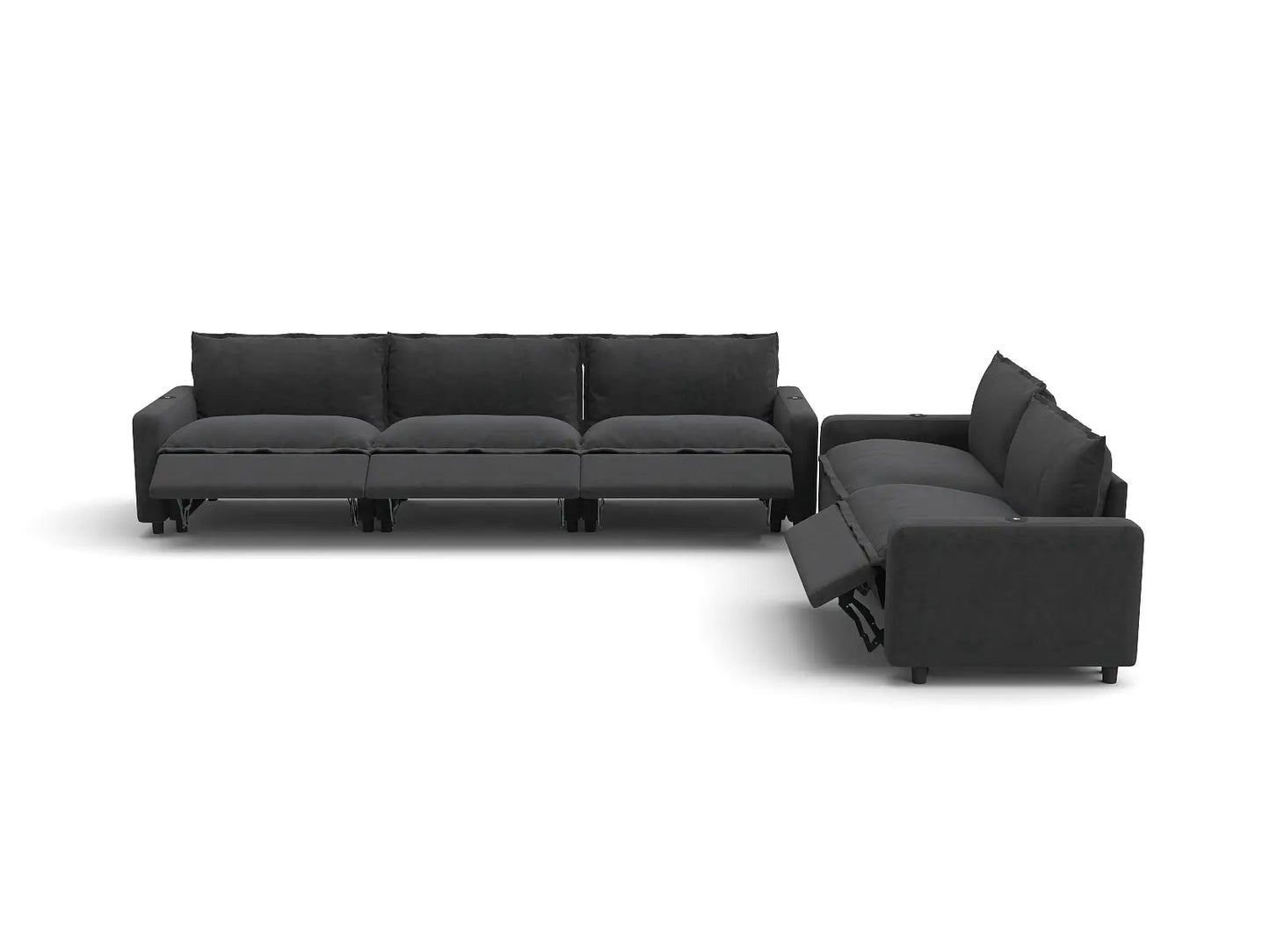 Modular Cero Reclining Sectionals | 5-Piece Grey Linen Home Living Corner Sectionals 5-Seater