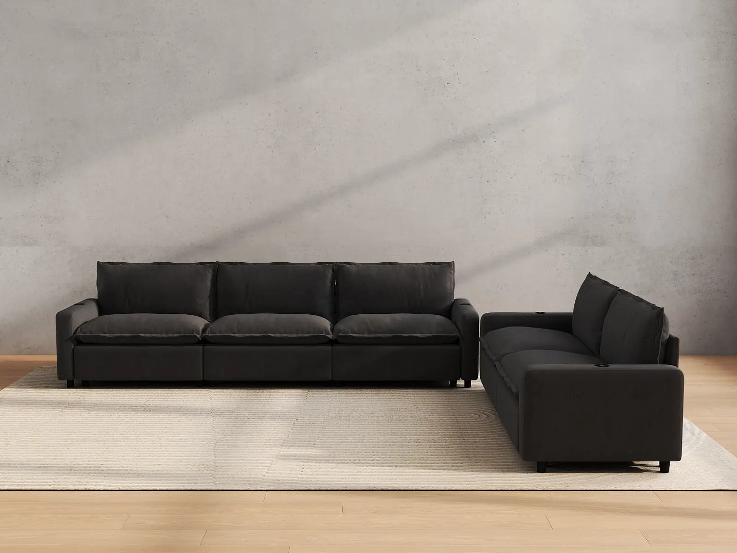 Modular Cero Reclining Sectionals | 5-Piece Grey Linen Home Living Corner Sectionals 5-Seater