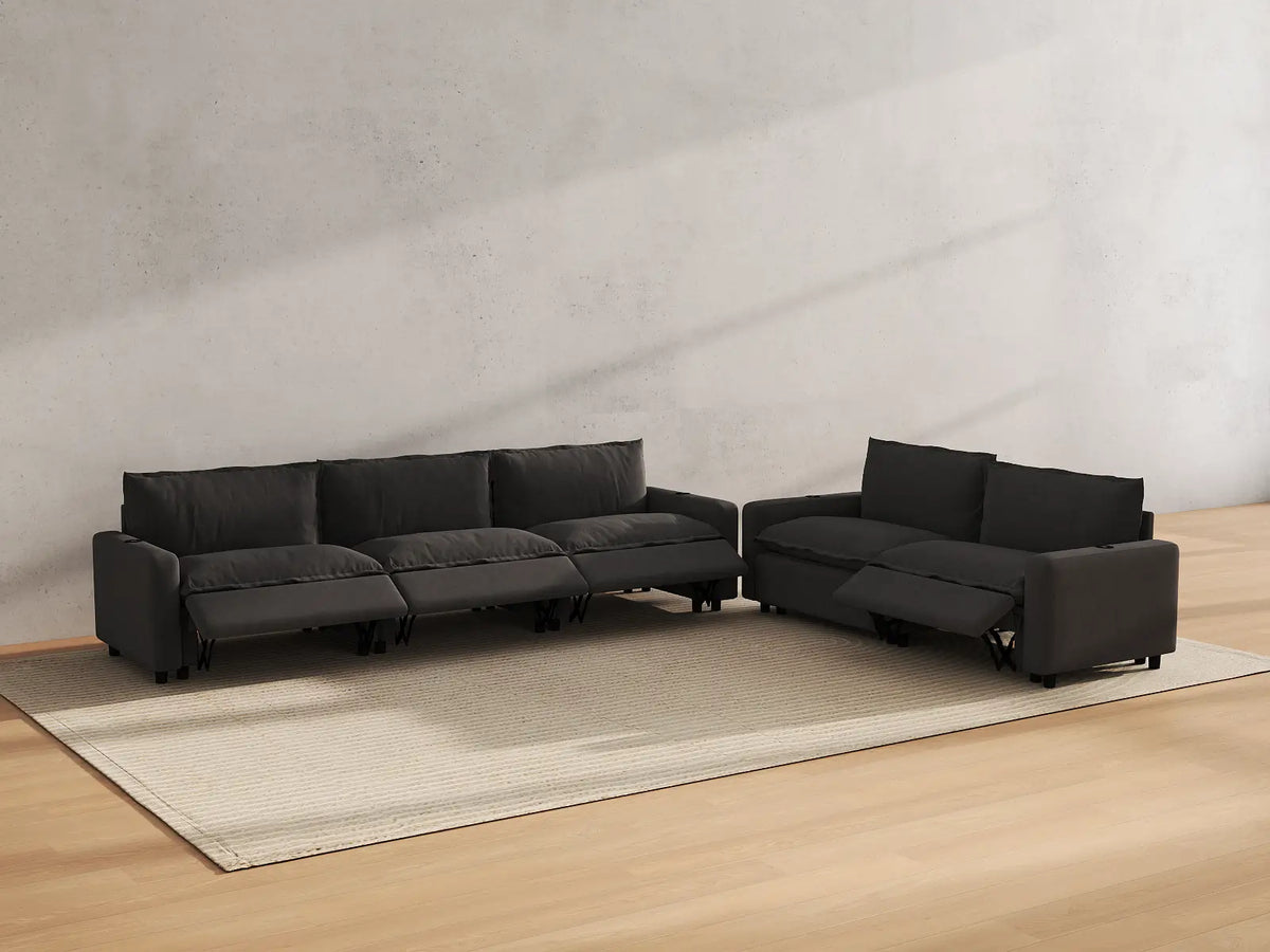 Modular Cero Reclining Sectionals | 5-Piece Grey Linen Home Living Corner Sectionals 5-Seater