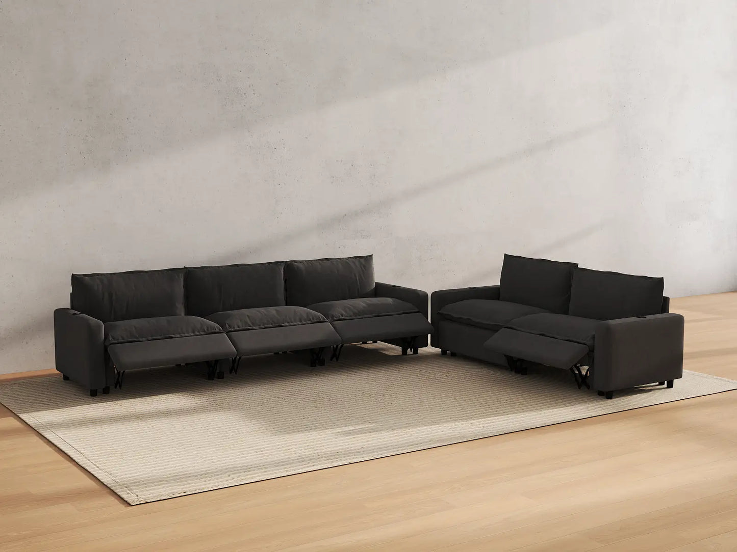 Modular Cero Reclining Sectionals | 5-Piece Grey Linen Home Living Corner Sectionals 5-Seater
