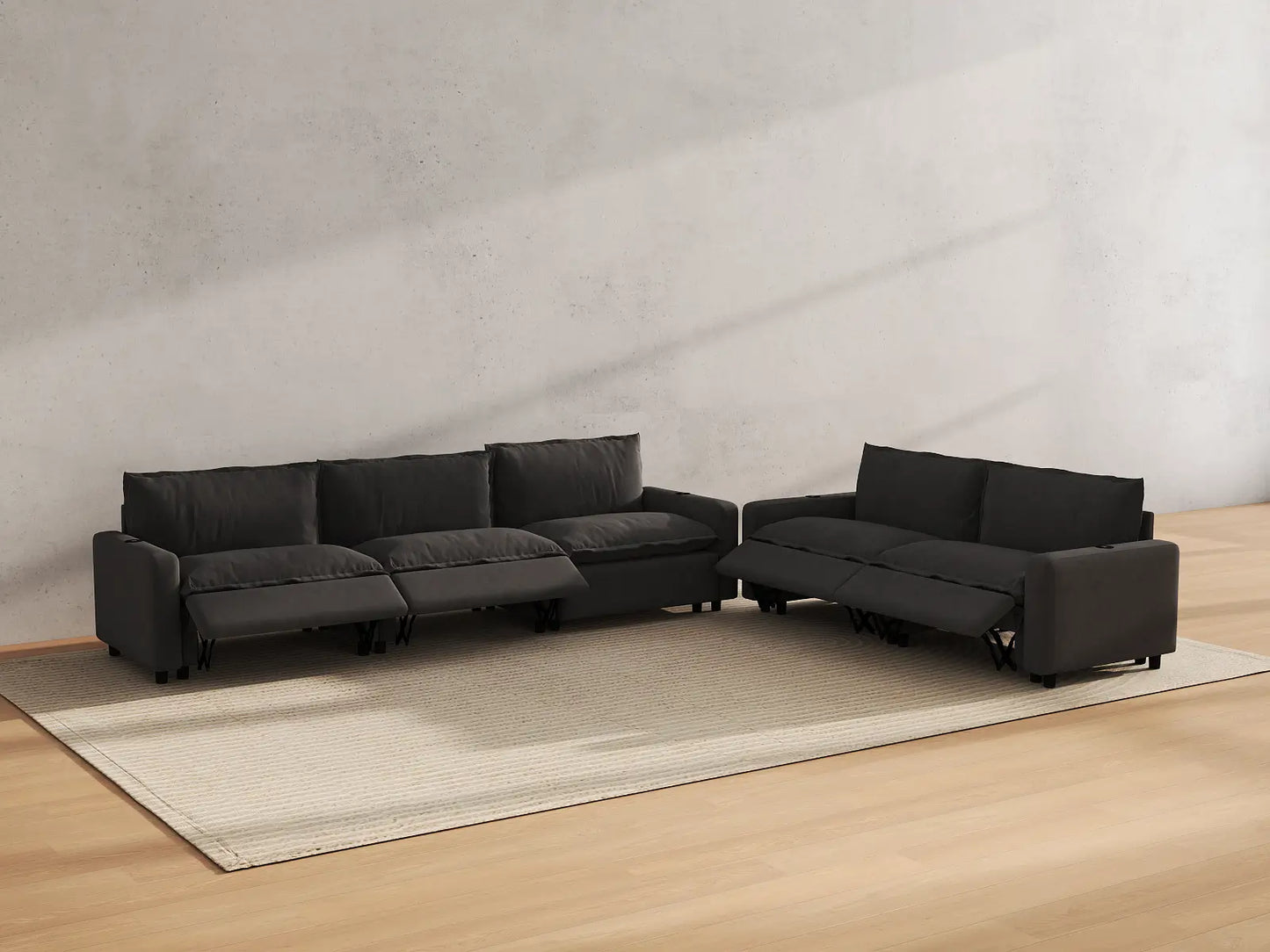 Modular Cero Reclining Sectionals | 5-Piece Grey Linen Home Living Corner Sectionals 5-Seater