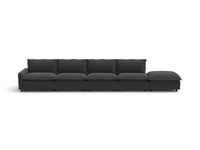 Modular Cero Reclining Sectionals | 5-Piece Grey Linen Home Living Couch Sectionals 4-Seater with 1-Ottoman
