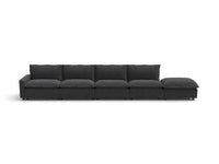 Modular Cero Reclining Sectionals | 5-Piece Grey Linen Home Living Couch Sectionals 4-Seater with 1-Ottoman