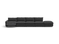 Modular Cero Reclining Sectionals | 5-Piece Grey Linen Home Living Couch Sectionals 4-Seater with 1-Ottoman