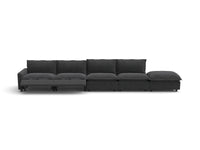 Modular Cero Reclining Sectionals | 5-Piece Grey Linen Home Living Couch Sectionals 4-Seater with 1-Ottoman