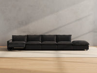 Modular Cero Reclining Sectionals | 5-Piece Grey Linen Home Living Couch Sectionals 4-Seater with 1-Ottoman