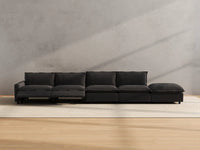 Modular Cero Reclining Sectionals | 5-Piece Grey Linen Home Living Couch Sectionals 4-Seater with 1-Ottoman