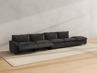 Modular Cero Reclining Sectionals | 5-Piece Grey Linen Home Living Couch Sectionals 4-Seater with 1-Ottoman