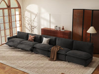 Modular Cero Reclining Sectionals | 5-Piece Grey Linen Home Living Couch Sectionals 5-Seater