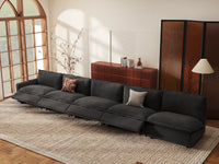 Modular Cero Reclining Sectionals | 5-Piece Grey Linen Home Living Couch Sectionals 5-Seater