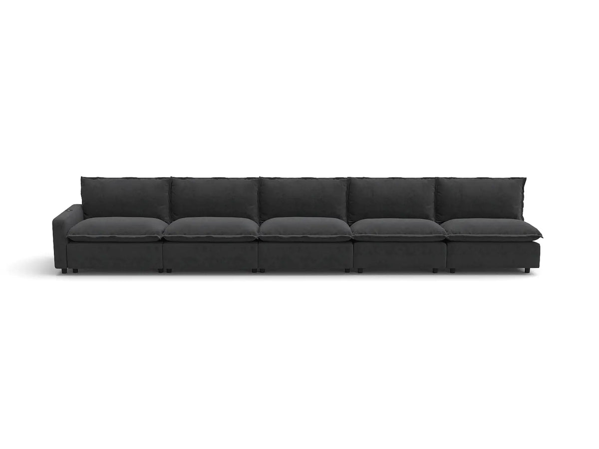 Modular Cero Reclining Sectional Couch | 5-Piece Grey Linen Home Living Couch Sectionals 5-Seater