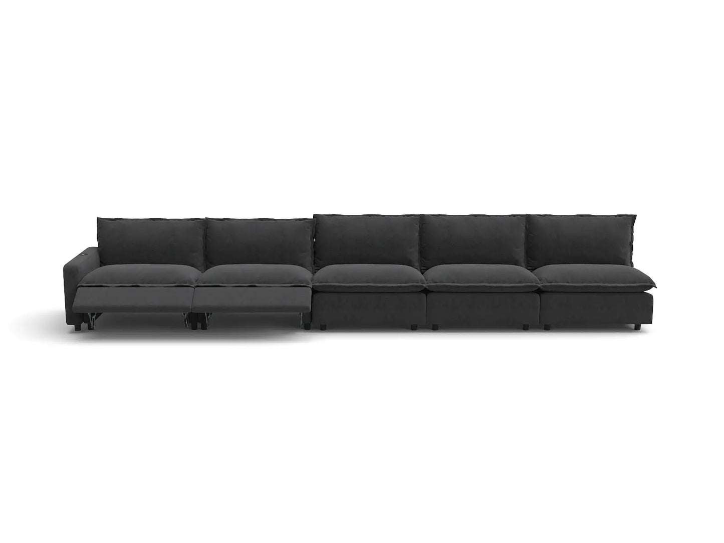 Modular Cero Reclining Sectionals | 5-Piece Grey Linen Home Living Couch Sectionals 5-Seater