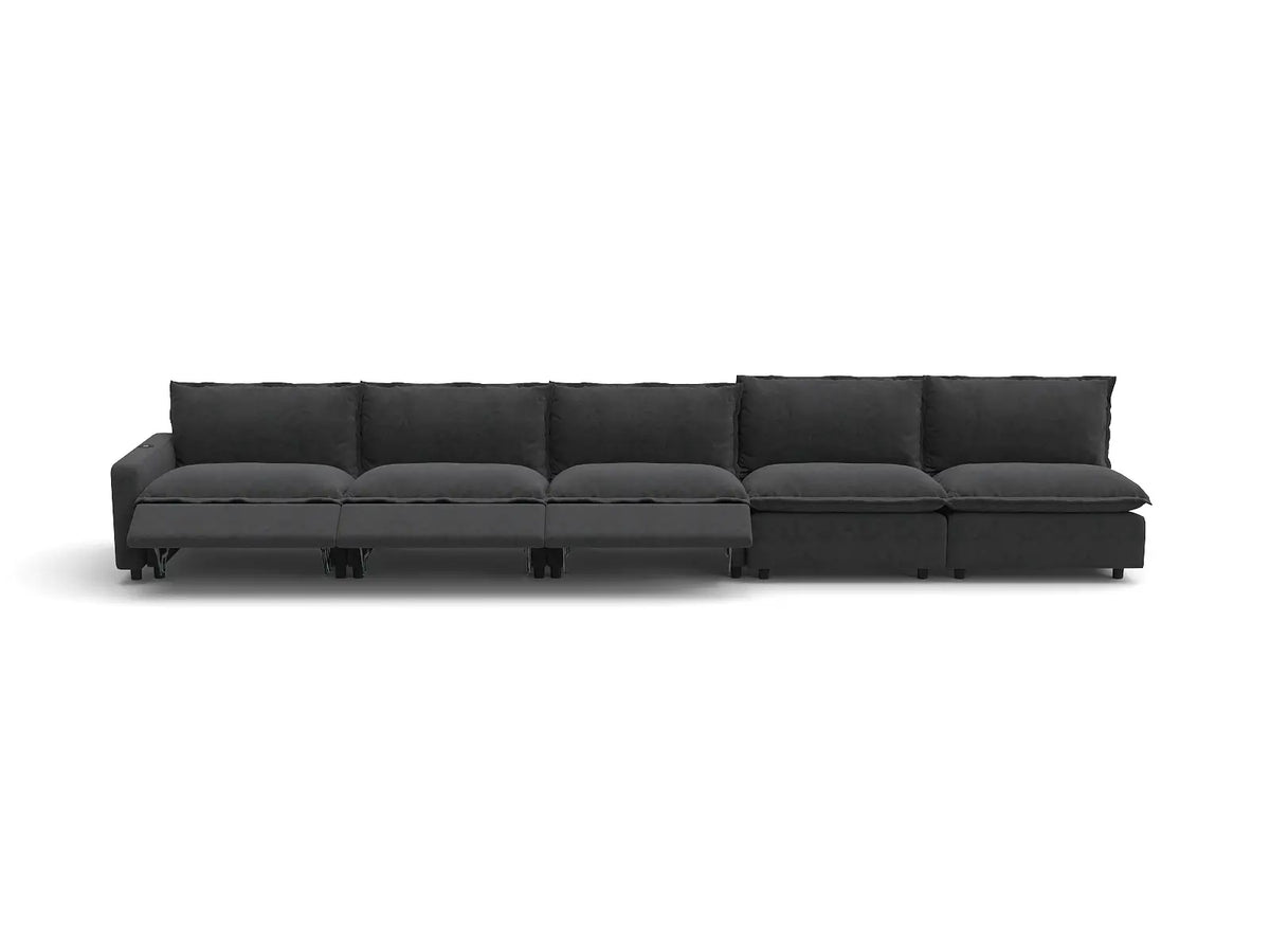 Modular Cero Reclining Sectional Couch | 5-Piece Grey Linen Home Living Couch Sectionals 5-Seater