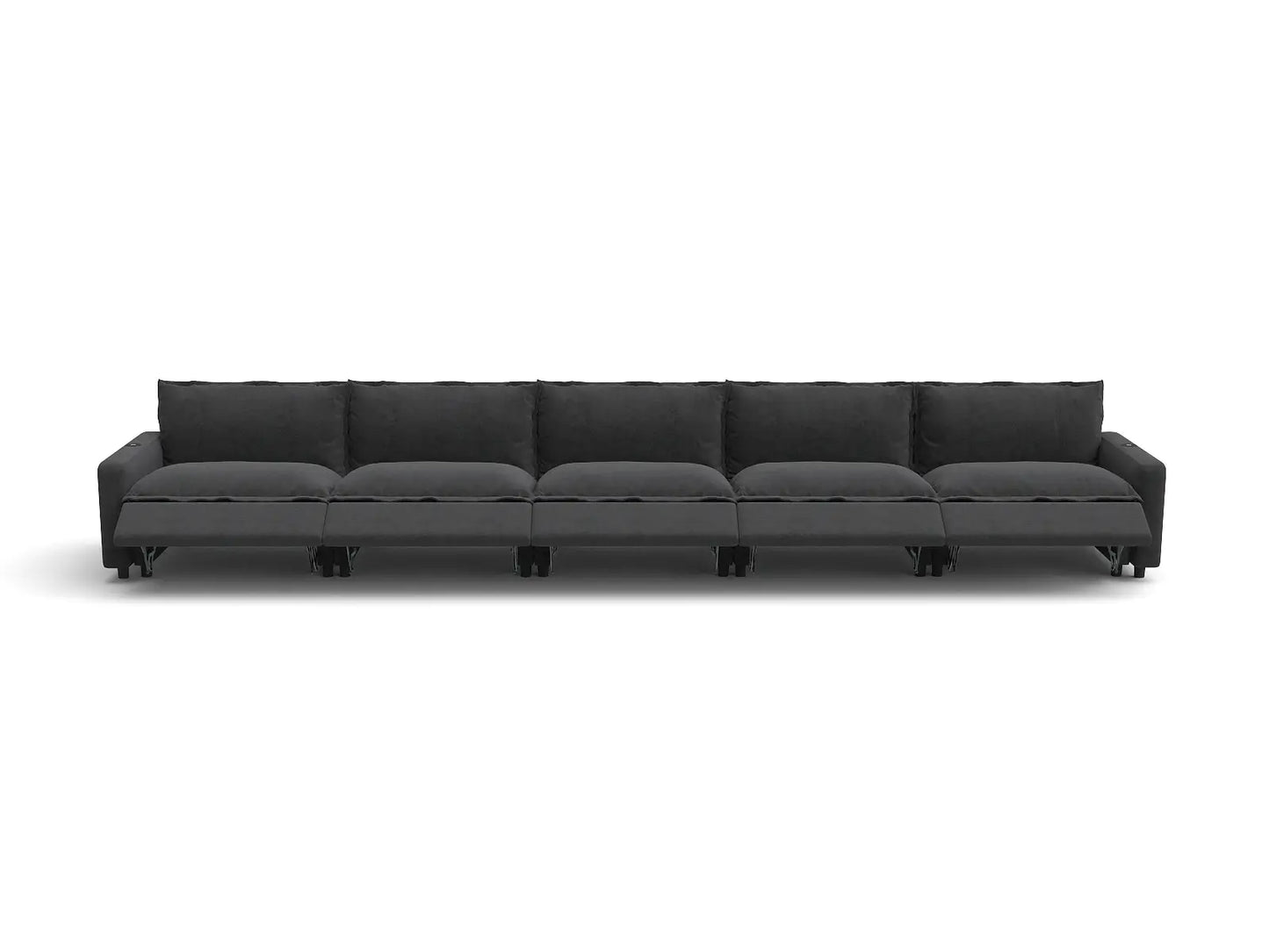 Modular Cero Reclining Sectionals | 5-Piece Grey Linen Home Living Couch Sectionals 5-Seater