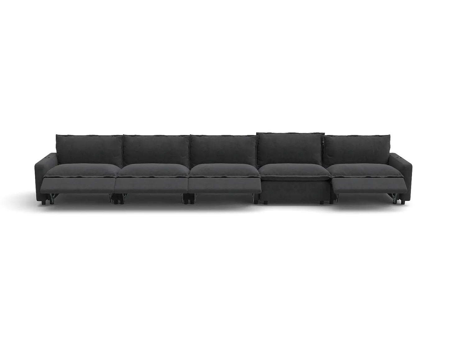 Modular Cero Reclining Sectionals | 5-Piece Grey Linen Home Living Couch Sectionals 5-Seater