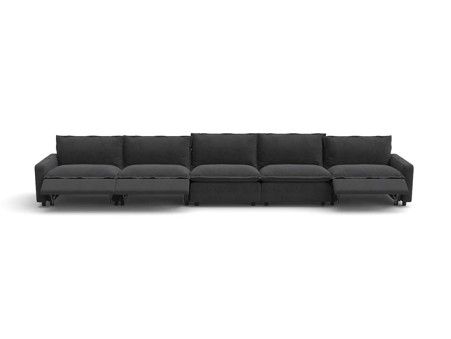 Modular Cero Reclining Sectionals | 5-Piece Grey Linen Home Living Couch Sectionals 5-Seater
