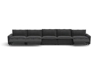Modular Cero Reclining Sectionals | 5-Piece Grey Linen Home Living Couch Sectionals 5-Seater